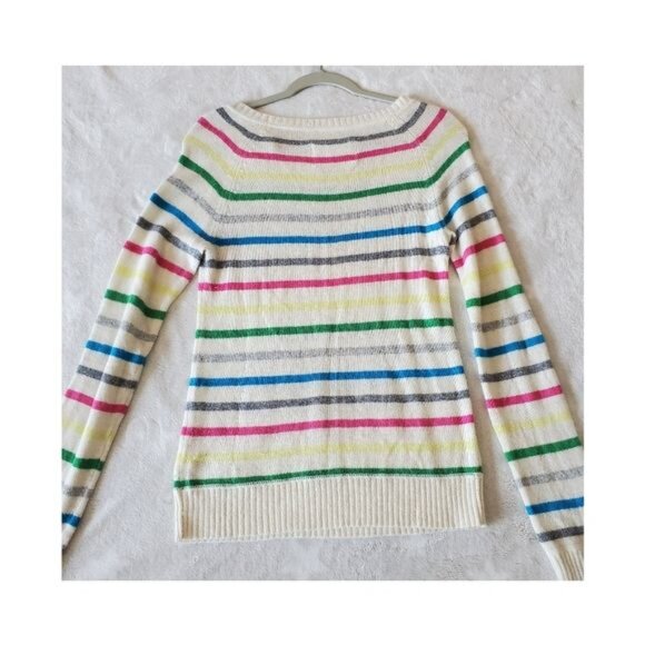 VTG Aeropostale Medium Y2K Sweater Angora rabbit hair bl colorful Rainbow - Picture 9 of 11